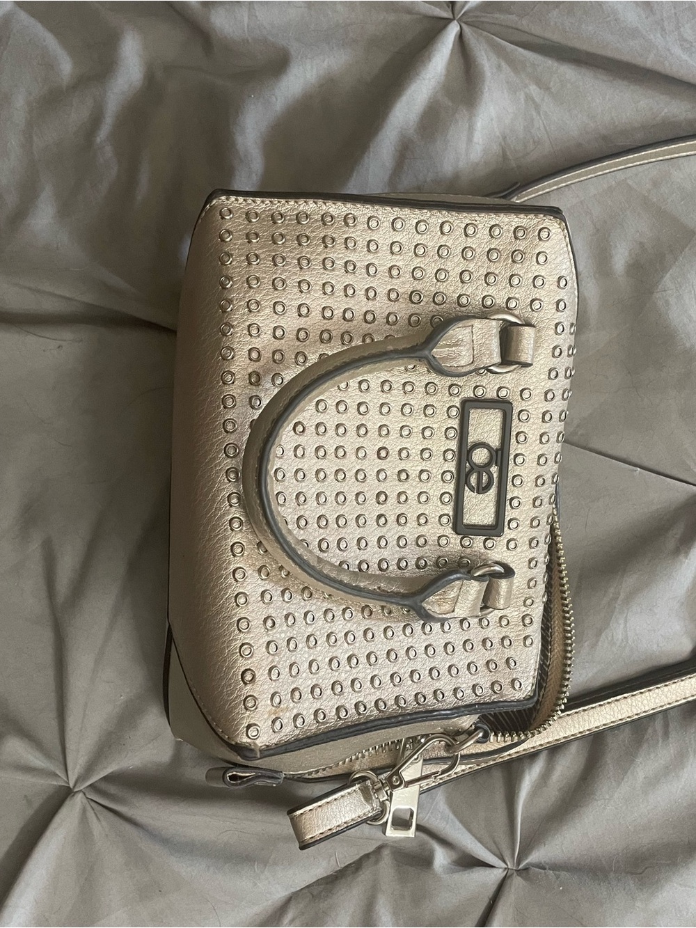 Cloe Metallic Bronze Studded Crossbody Purse - Picture 1 of 3